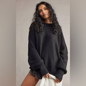 Free People Black Crew Neck Sweater